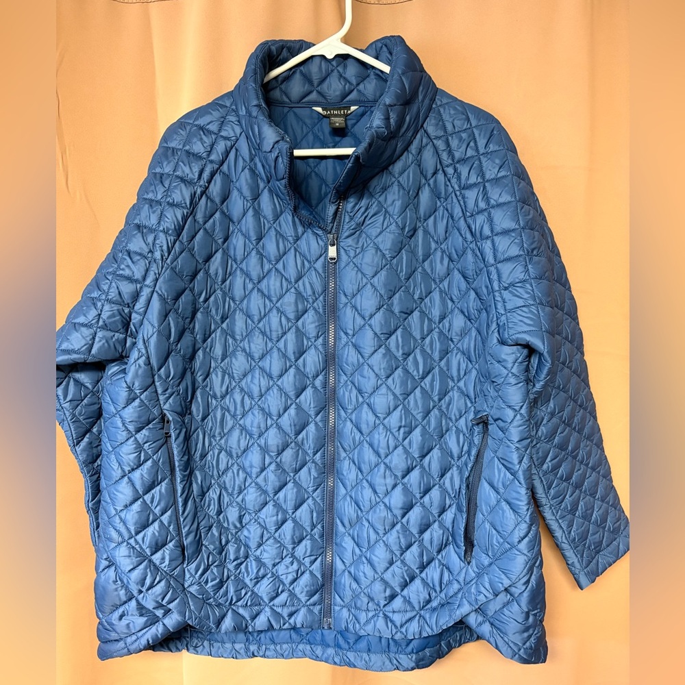 Athleta Whisper Featherless Puffer Jacket Women’s Size 1XL Navy Blue
